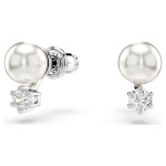 Matrix set Crystal pearl, Round cut, White, Rhodium plated